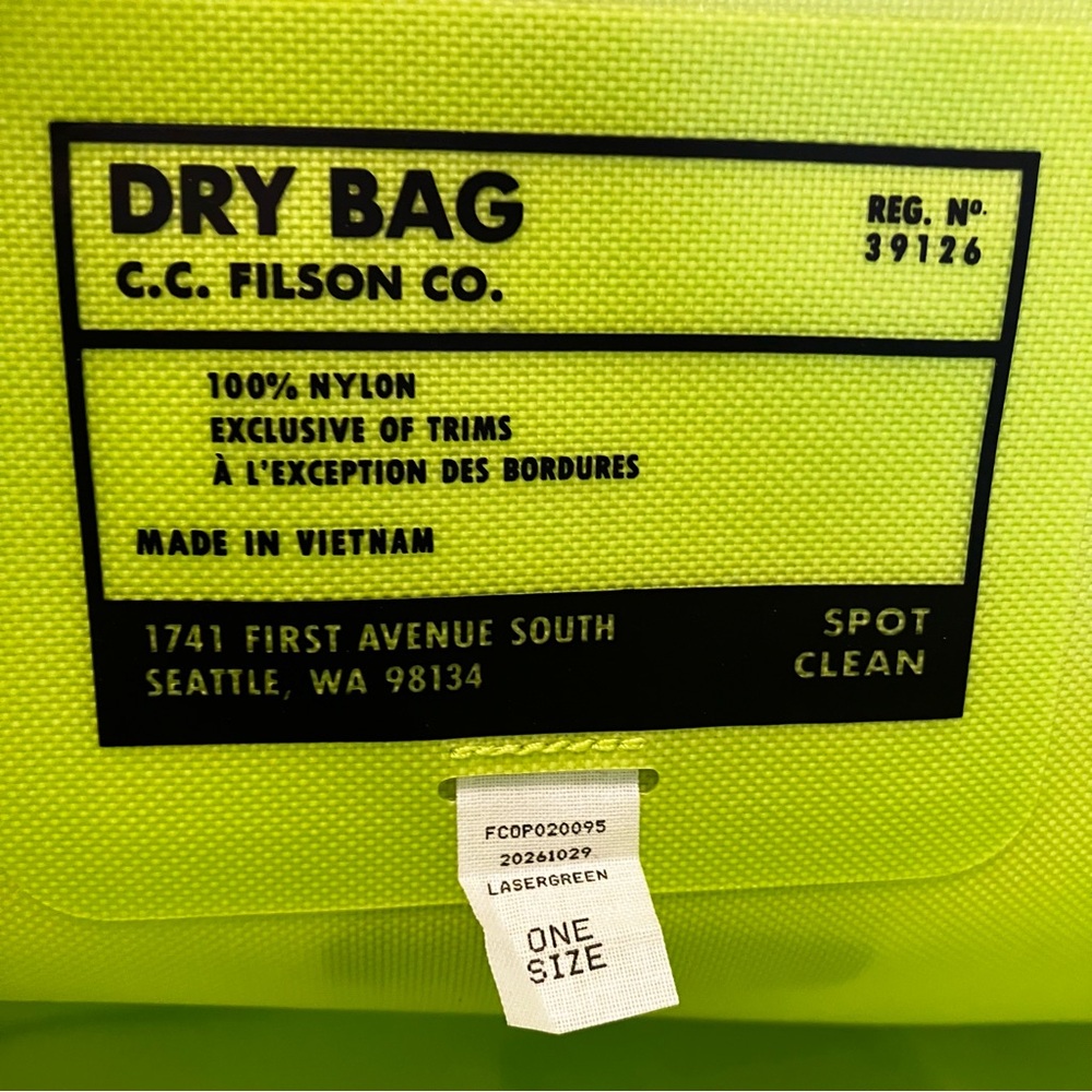 Filson Neon Yellow Waterproof Duffel with Black Straps - Picture 6 of 13
